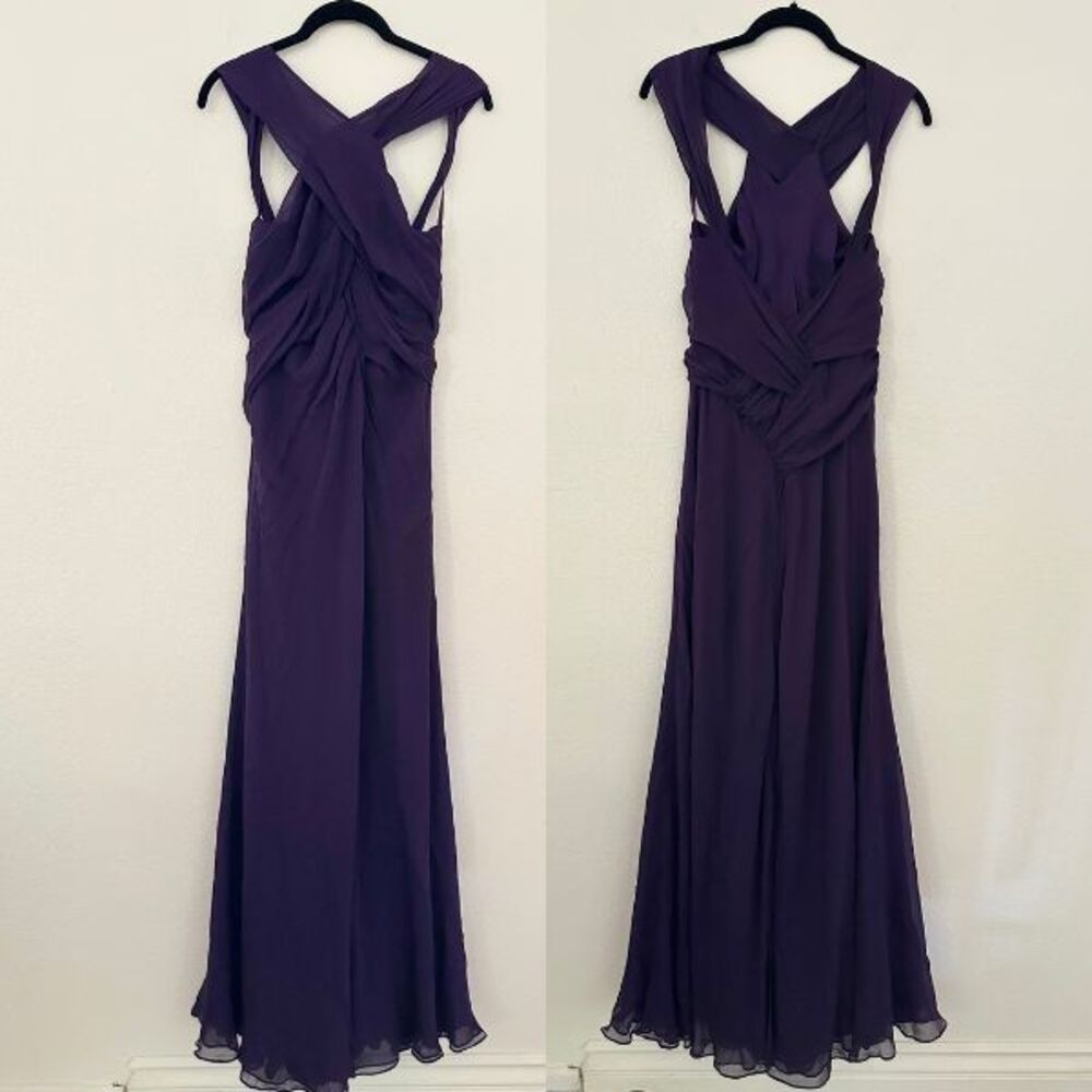 NEW Diane Von Furstenberg Nikki 100% Silk Gown Purple Layered Wedding Women's 8